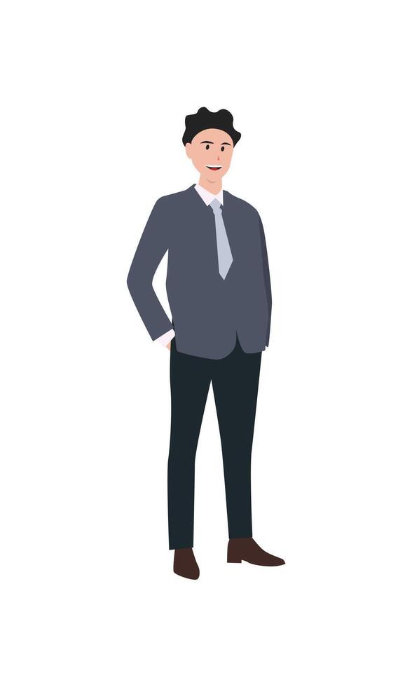 Businessman character illustration isolated on white. Businessman pose while standing vector