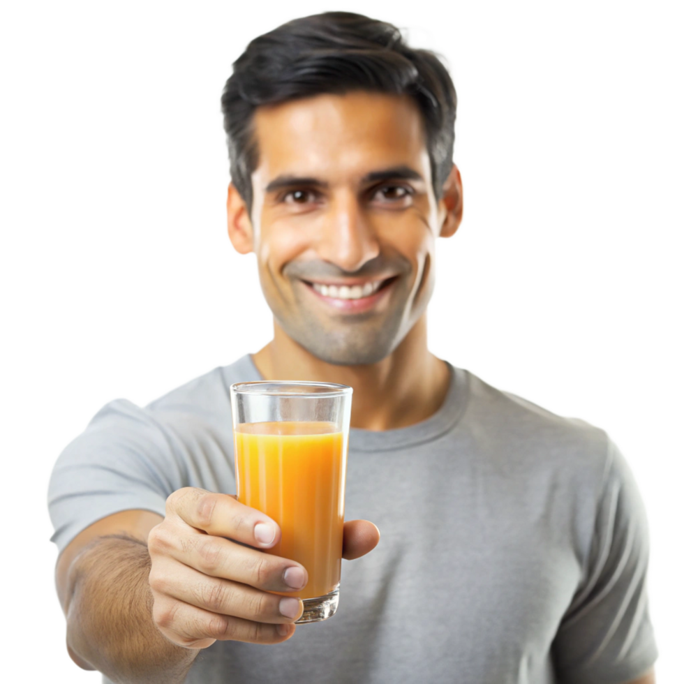 Healthy man drinking fresh orange juice png