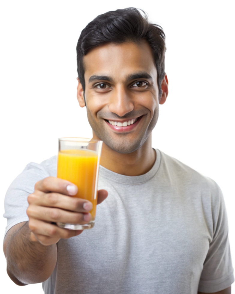 Man raising a juice glass for a toast png