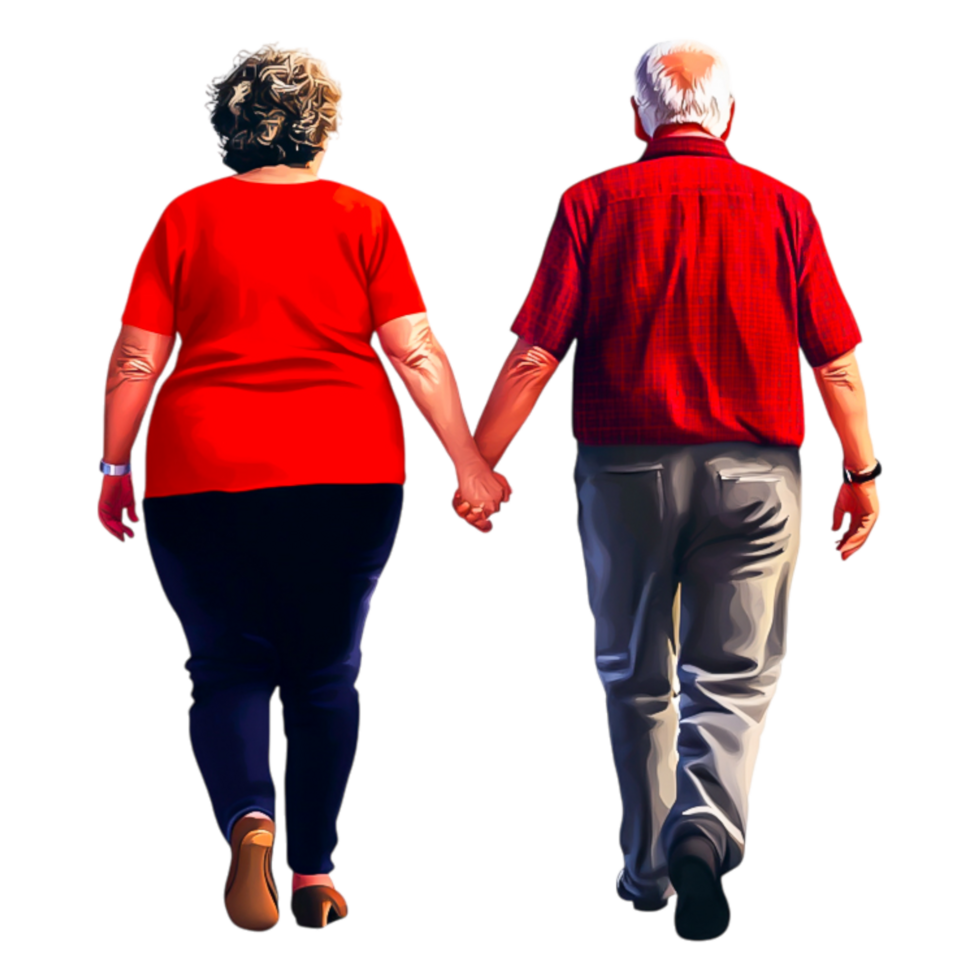 Senior Couple Walking Hand in Hand, Enjoying Outdoor Stroll Together png