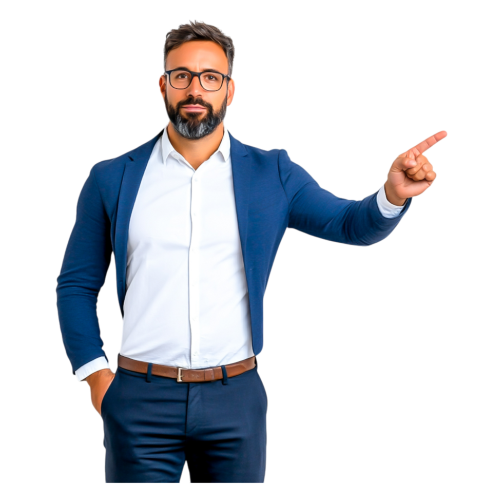 Confident Businessman Pointing with a Positive Expression png