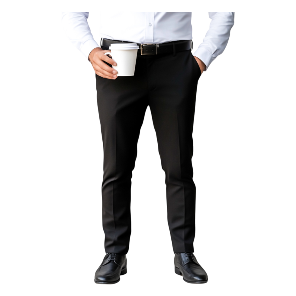 Businessman Holding Coffee Cup in Formal Attire Against png