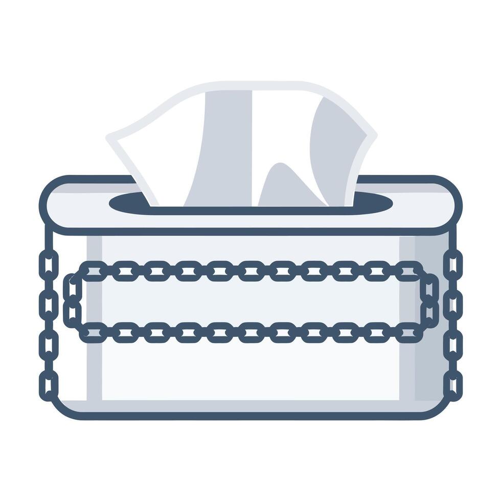 tissue box with chain and chain icon illustration vector