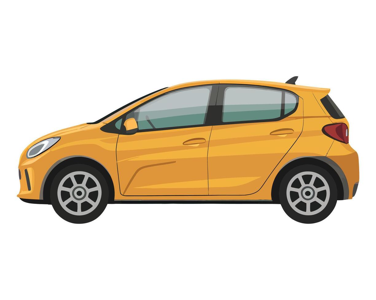 A yellow hatchback car illustration vector