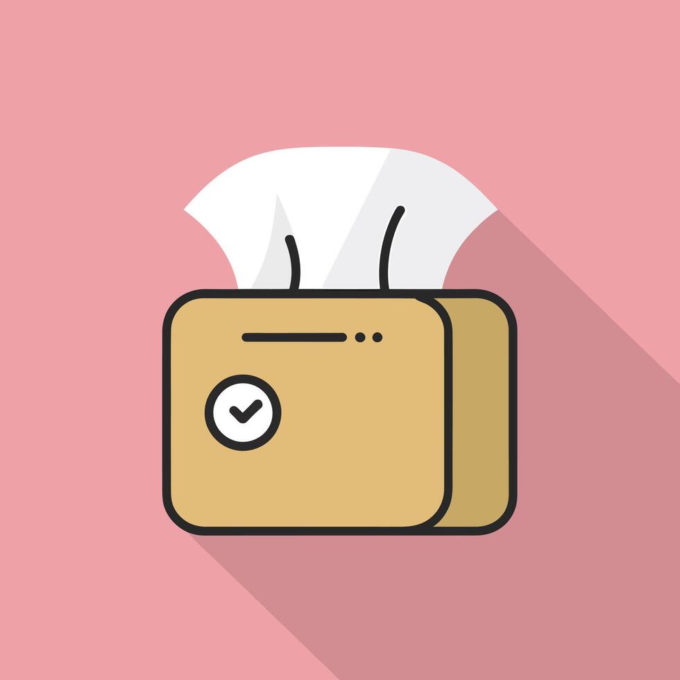 A flat illustration of Tissue paper box and napkins drawing vector