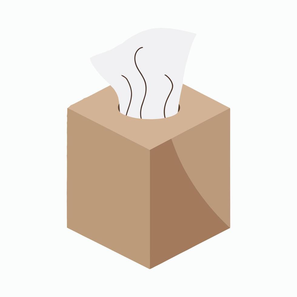 A flat illustration of Tissue paper box and napkins on white backgournd vector
