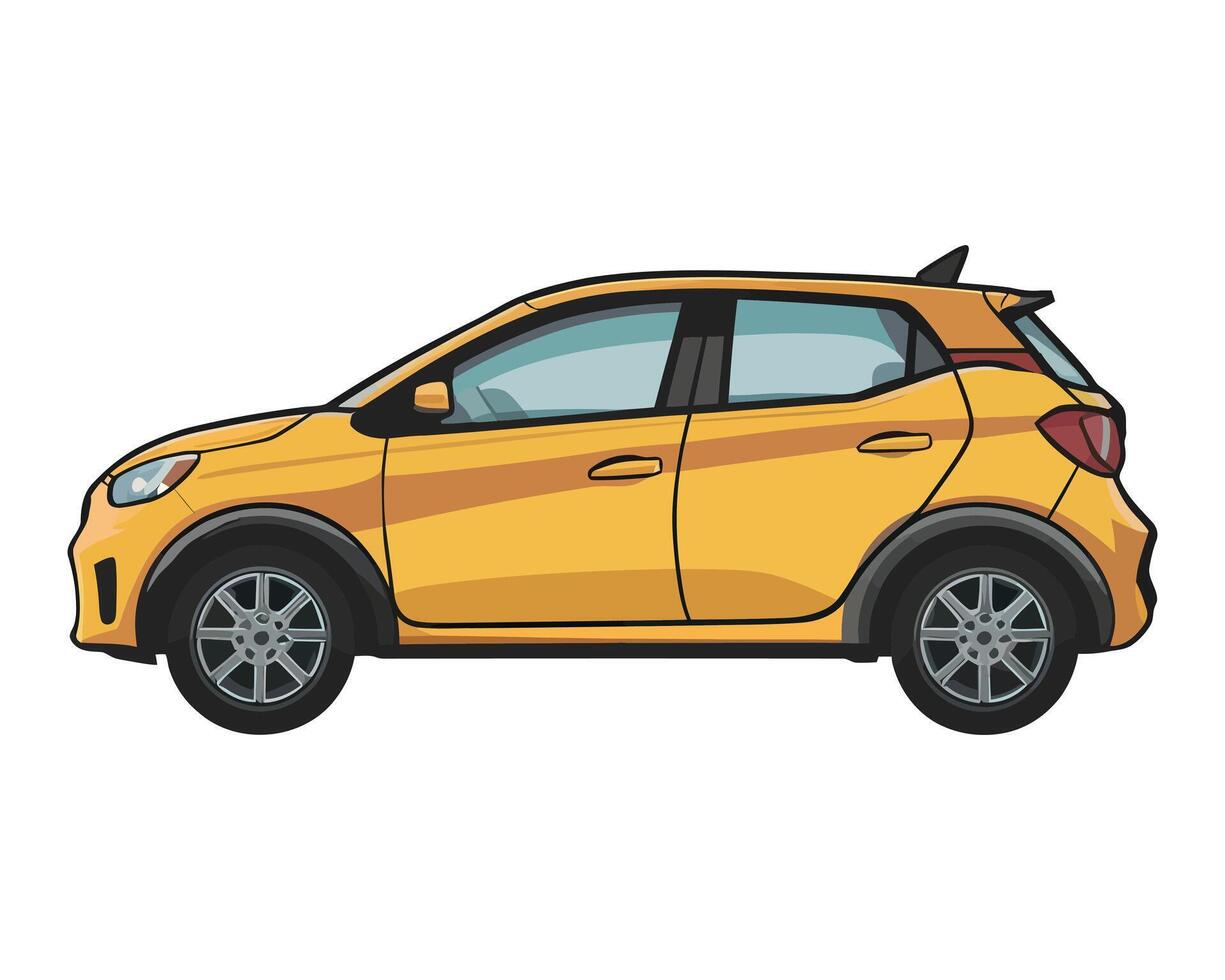 A cartoon hatchback car on a white background vector