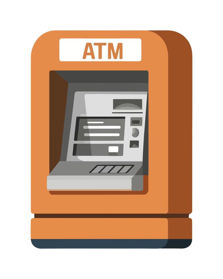 an atm machine with a sign on it vector