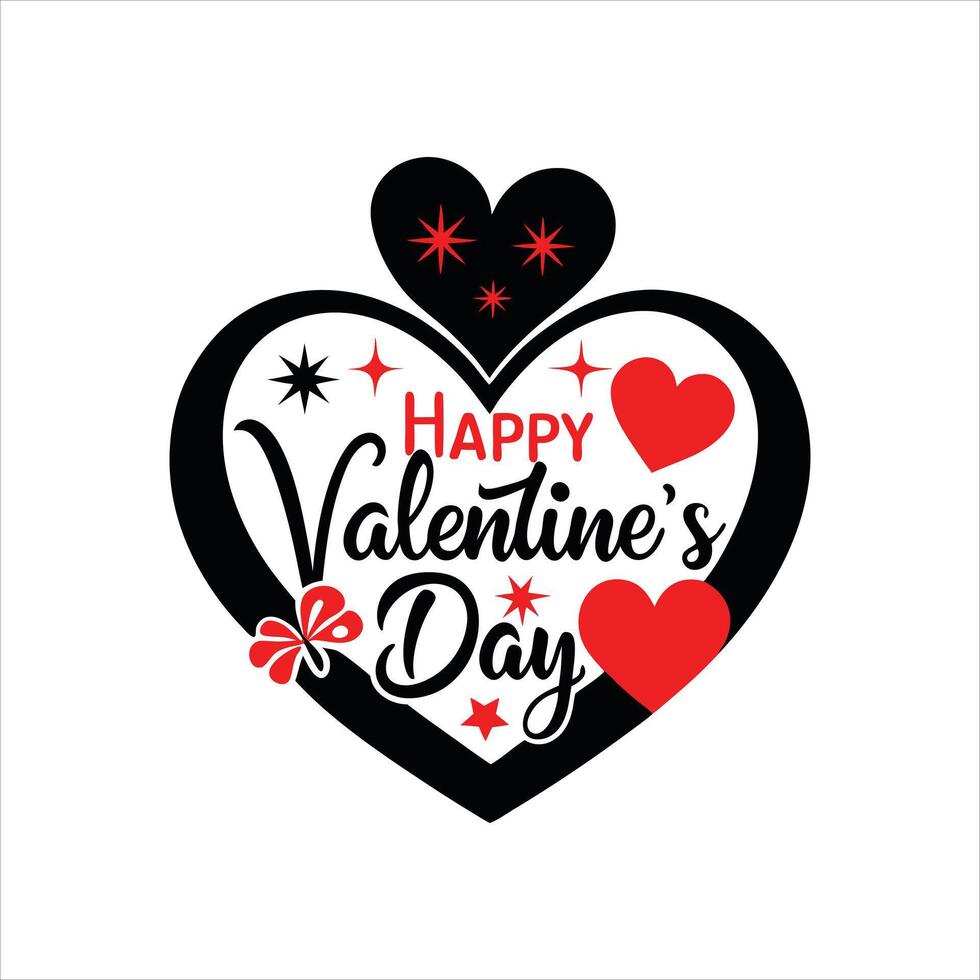 Modern Creative Happy Valentine's Day Typography Designs with Love-Shaped Elements vector