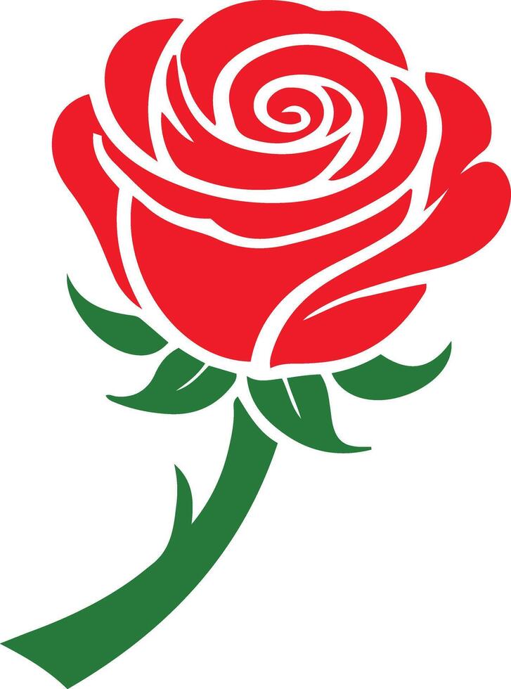 Elegant Silhouette Illustration Logo of a Beautiful Single Red Rose for Branding and Floral Design vector