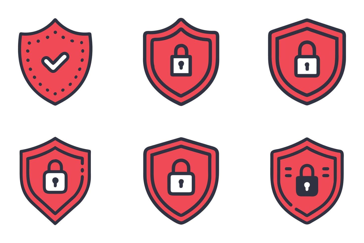 Minimal Flat Security Icon Set with Silhouettes vector