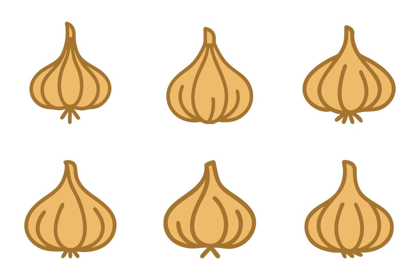 Modern Flat Garlic Icon Set in Silhouette Design vector