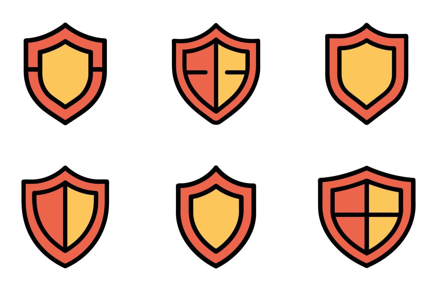 Shield outline silhouette icon set vector