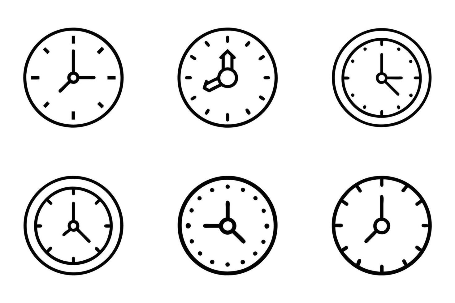 Time Clock Outline and Silhouette in Flat Illustration vector