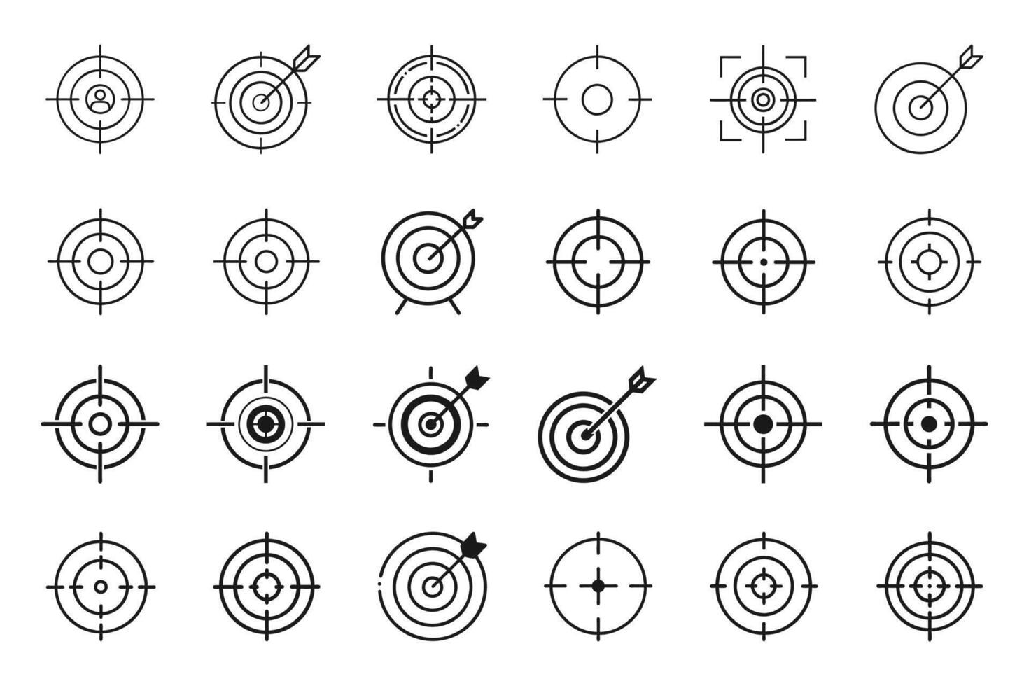 Outline Design for Target Silhouette Icon Set vector