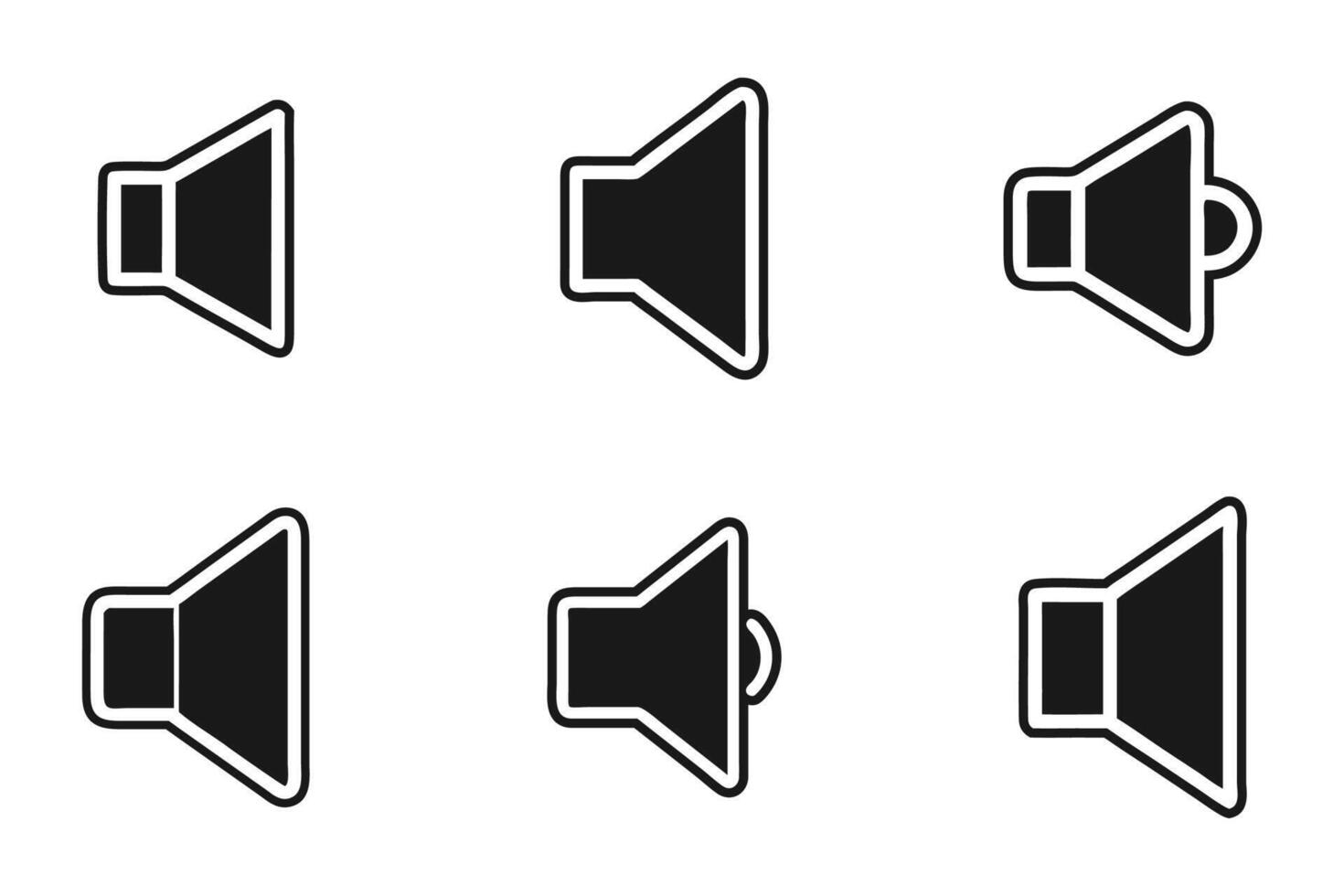 Stylish Sound Silhouette Icons in Flat Outline Style vector