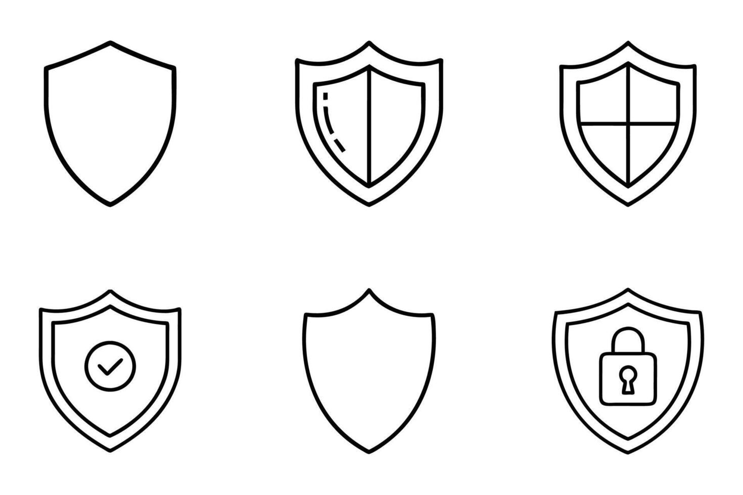 Shield Silhouette and Outline Icon Collection vector