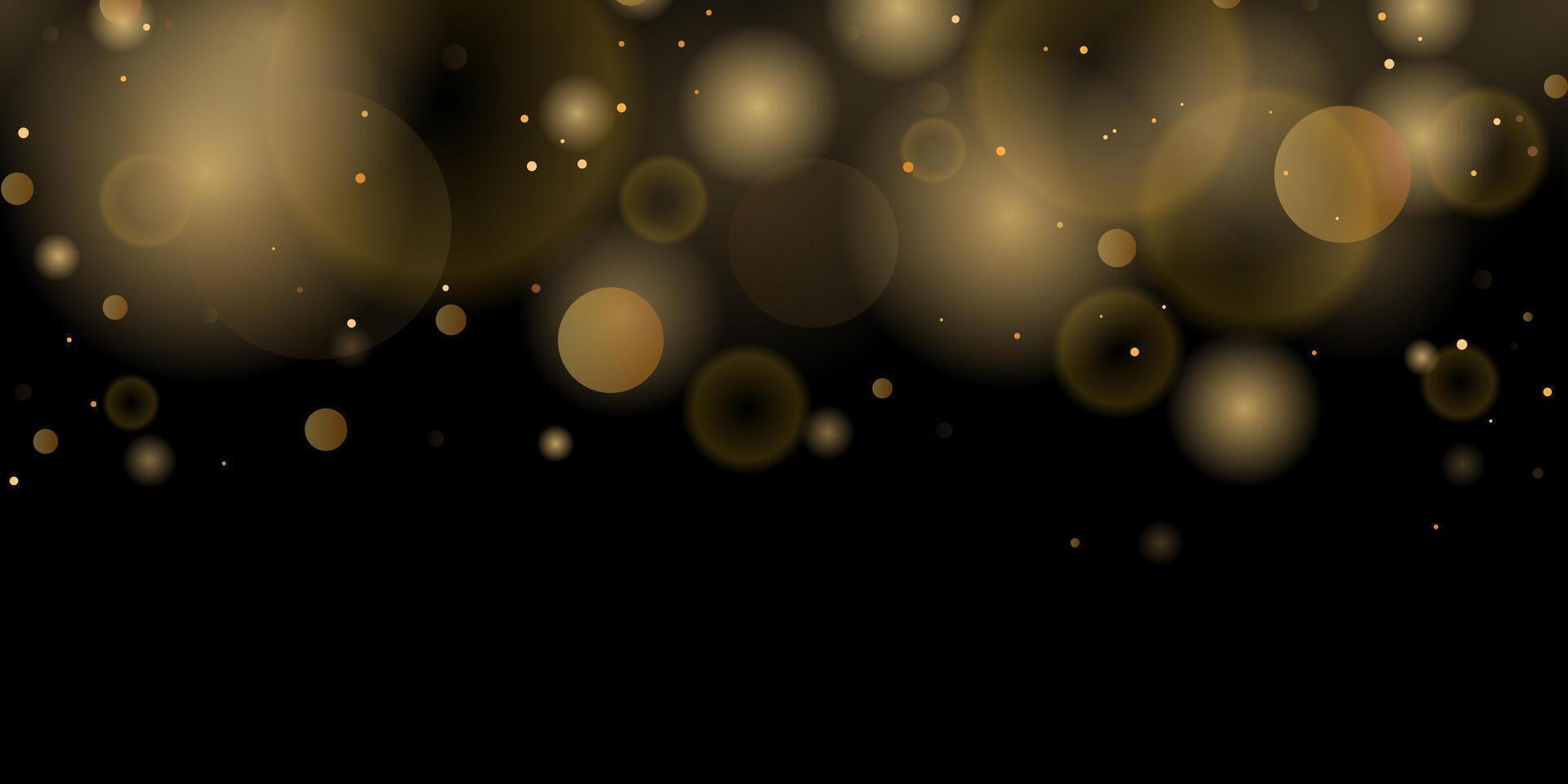 Abstract bokeh gold isolated black background. abstract shiny gold glitter sparkles bokeh vector