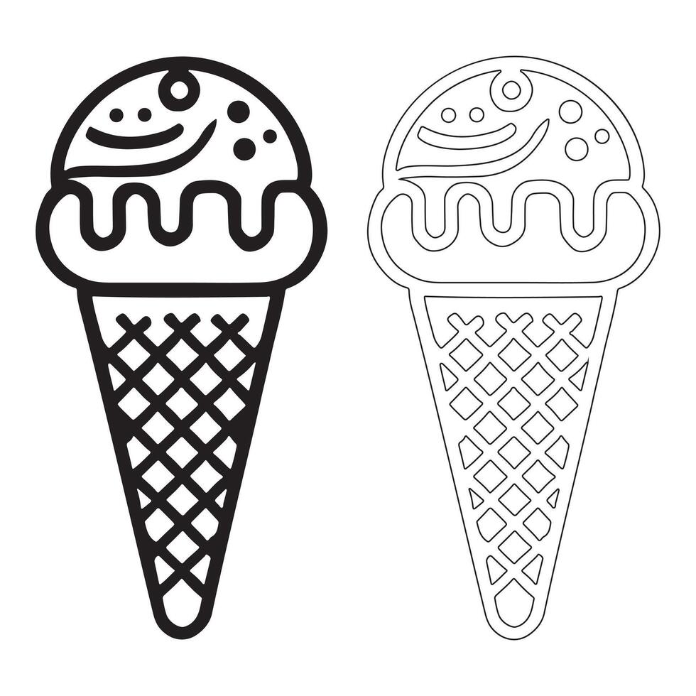 Simple Line Art Illustrations of Different Ice Cream Delights vector