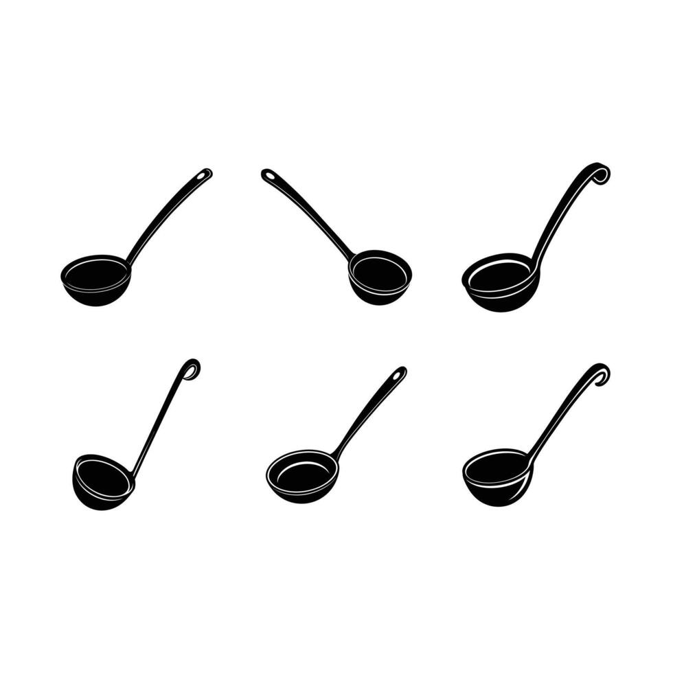 Ladle Icon and Linocut Silhouette Design vector