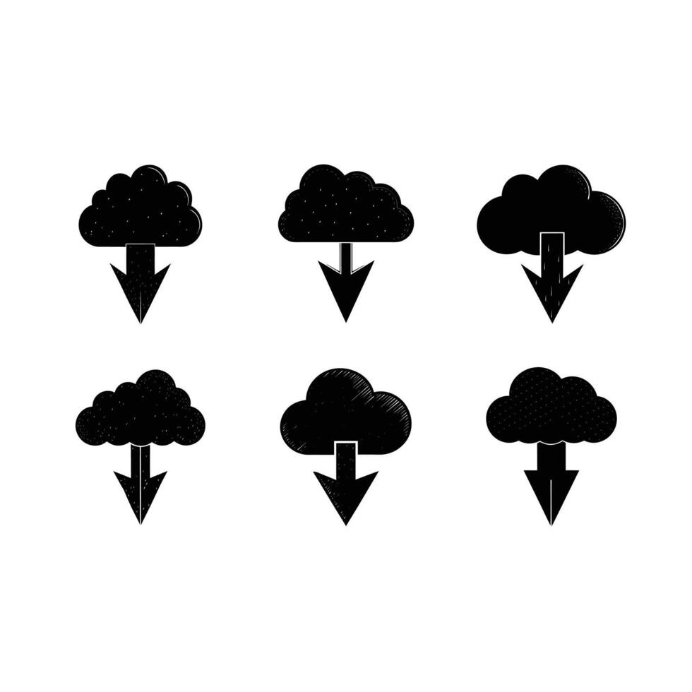 Cloud Download and Linocut Silhouette Design vector