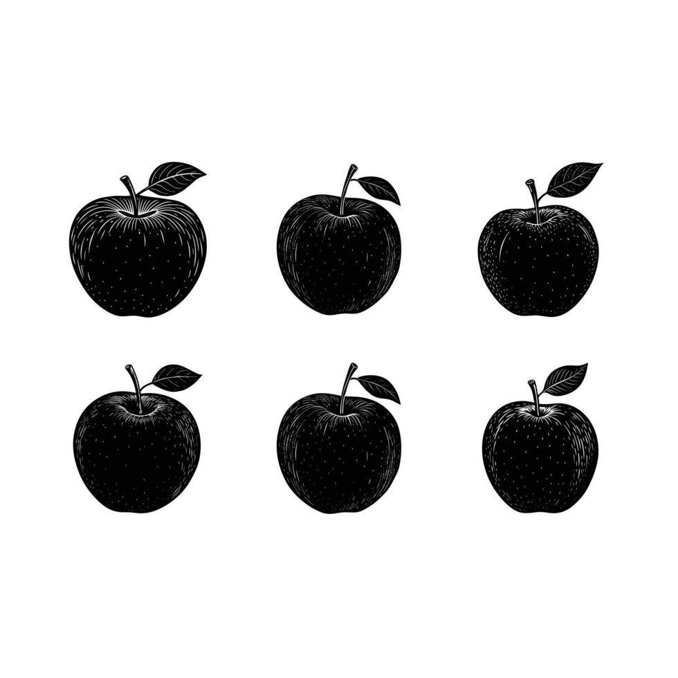 Apple and Linocut Silhouette Design vector