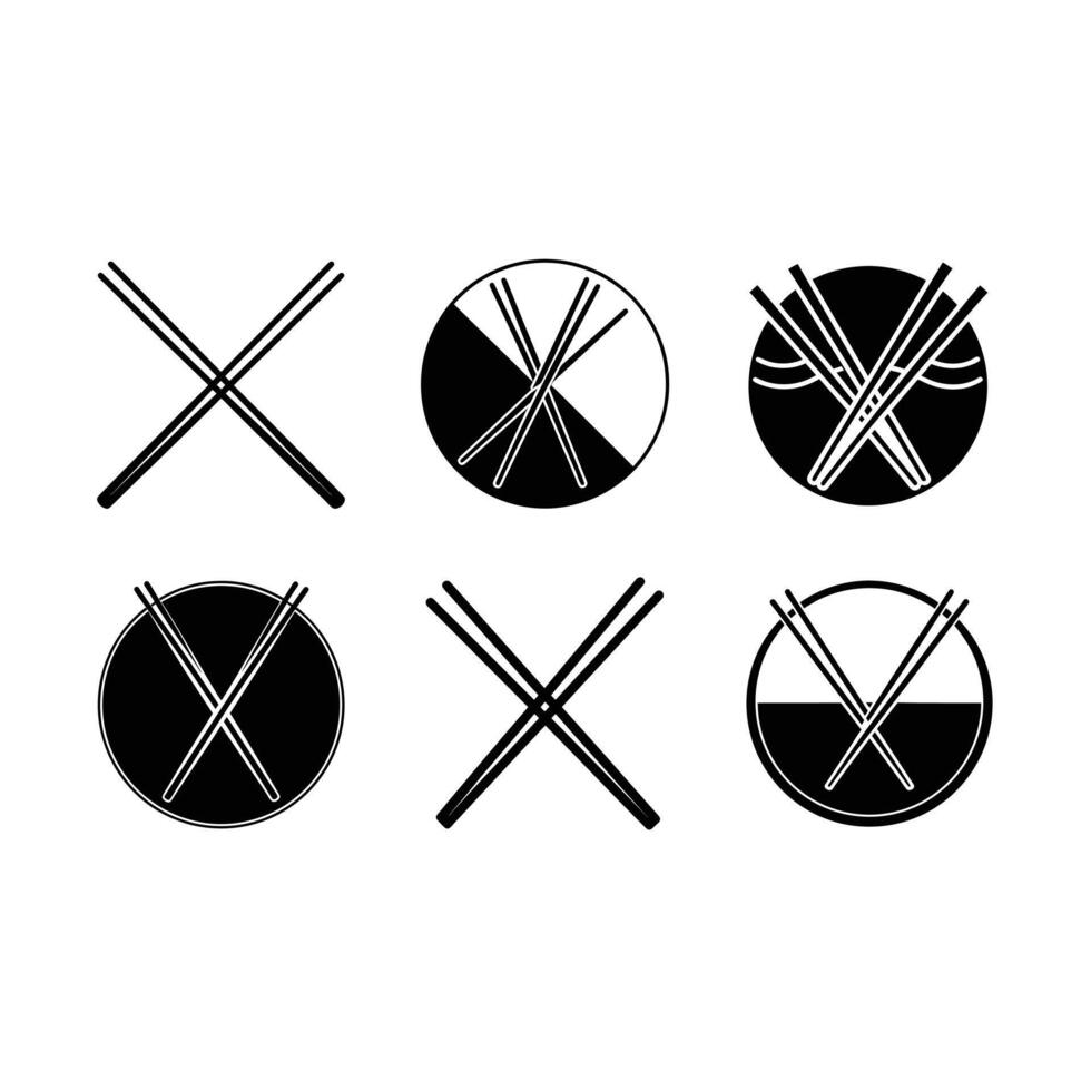 Chopsticks Icon - and Linocut Silhouette Design vector
