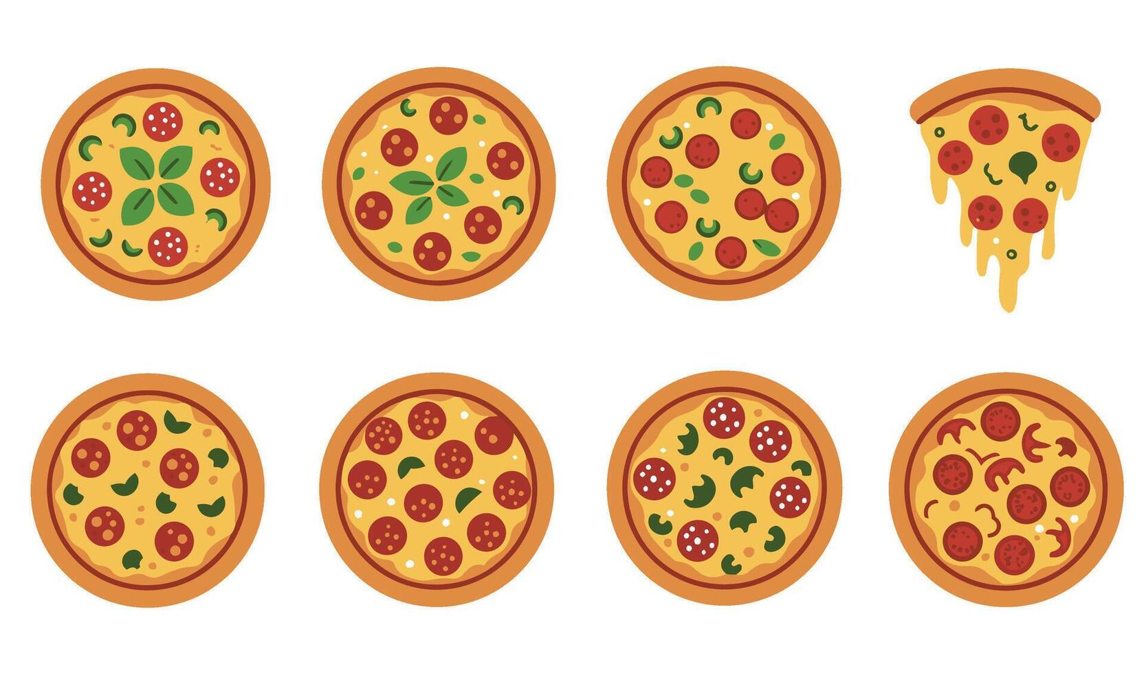Delicious Pizza Slice Set Collection A Premium Quality Pizza Graphic for Culinary-Themed Creations vector