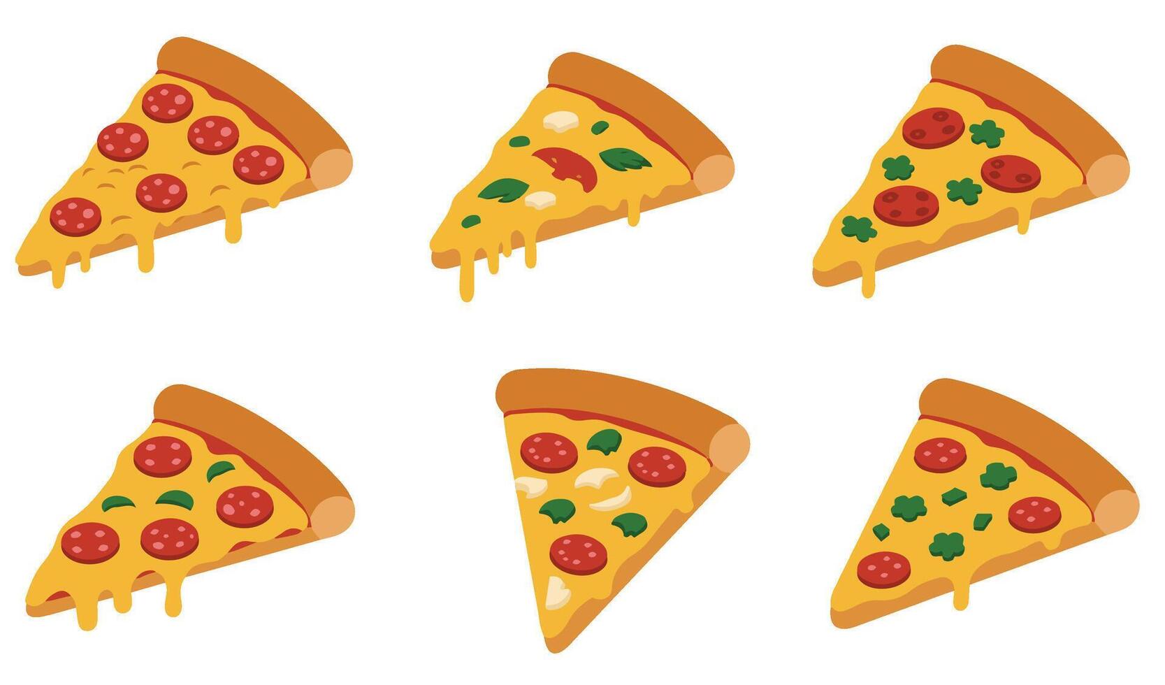 Delicious Pizza Slice Set Collection A Sizzling and Freshly Baked Representation of Pizza Goodness vector