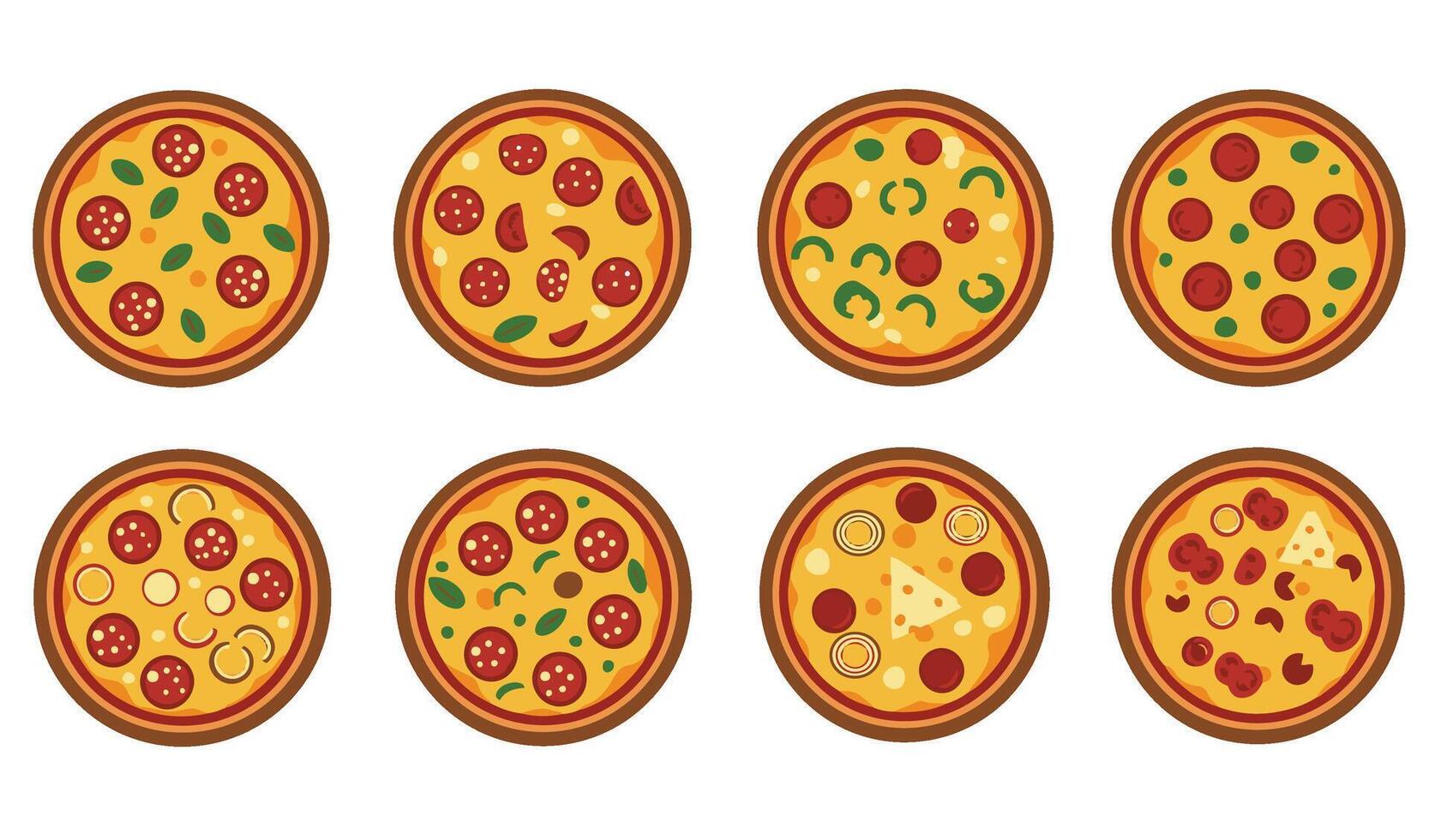 Delicious Pizza Slice Set Collection A Fiery and Tasty Pizza Artwork with a Rustic and Classic Look vector