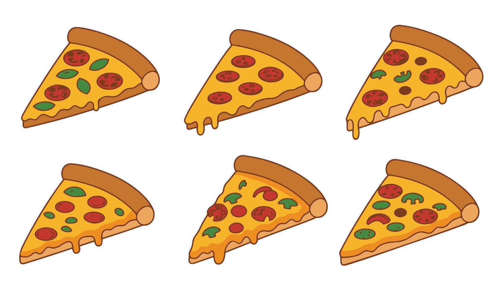Delicious Pizza Slice Set Collection A Creative and Engaging Pizza Art for Eye-Catching Promotions vector