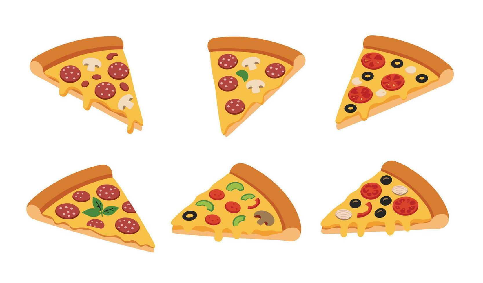 Delicious Pizza Slice Set Collection A Playful and Engaging Pizza Artwork for Culinary-Themed Projects vector