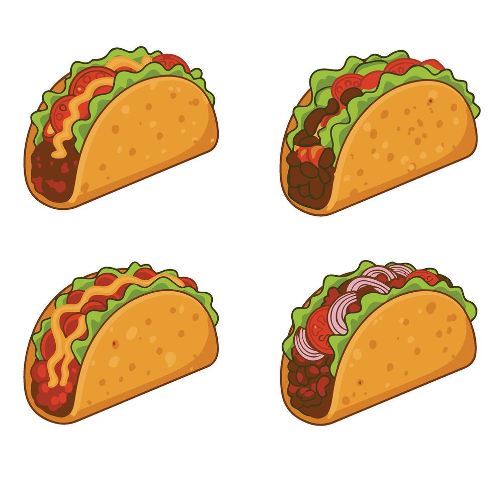 Tacos set Flame Fire Illustration A Sizzling Design Highlighting the Passion for Authentic Mexican Tacos vector