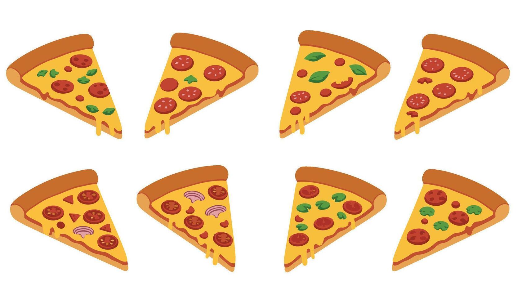 Delicious Pizza Slice Set Collection A Juicy and Appetizing Pizza Illustration for Restaurant Branding vector