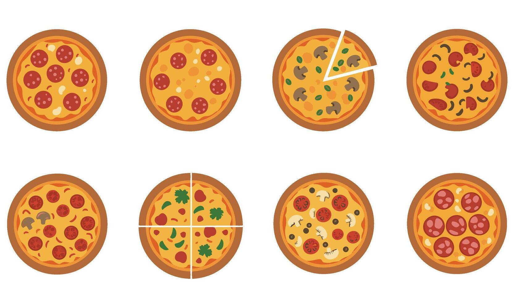 Delicious Pizza Slice Set Collection A Tasty and Appealing Pizza Artwork for Menus and Social Media vector