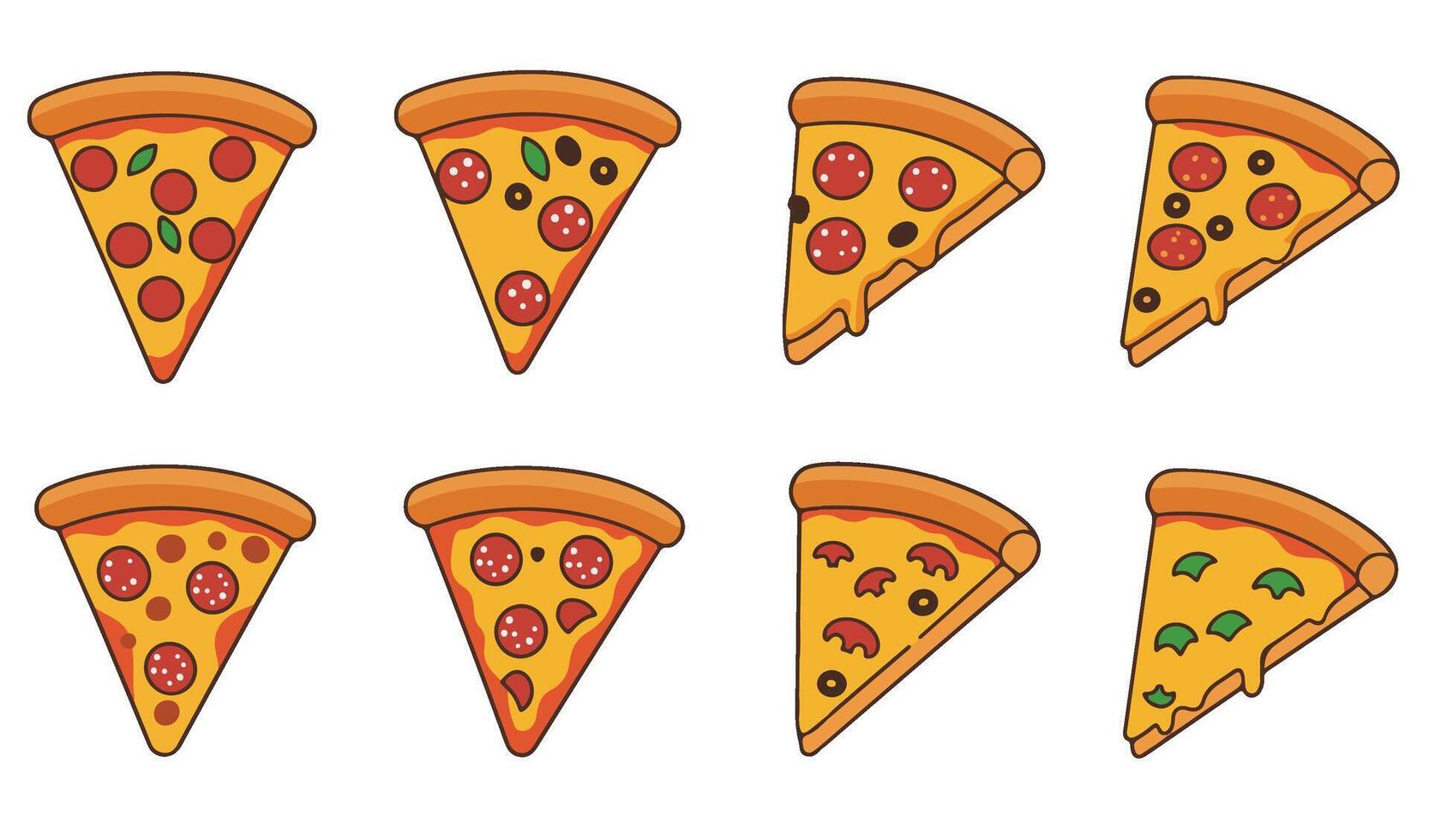 Delicious Pizza Slice Set Collection A High-Impact Pizza Design for Food Blogs and Advertising vector