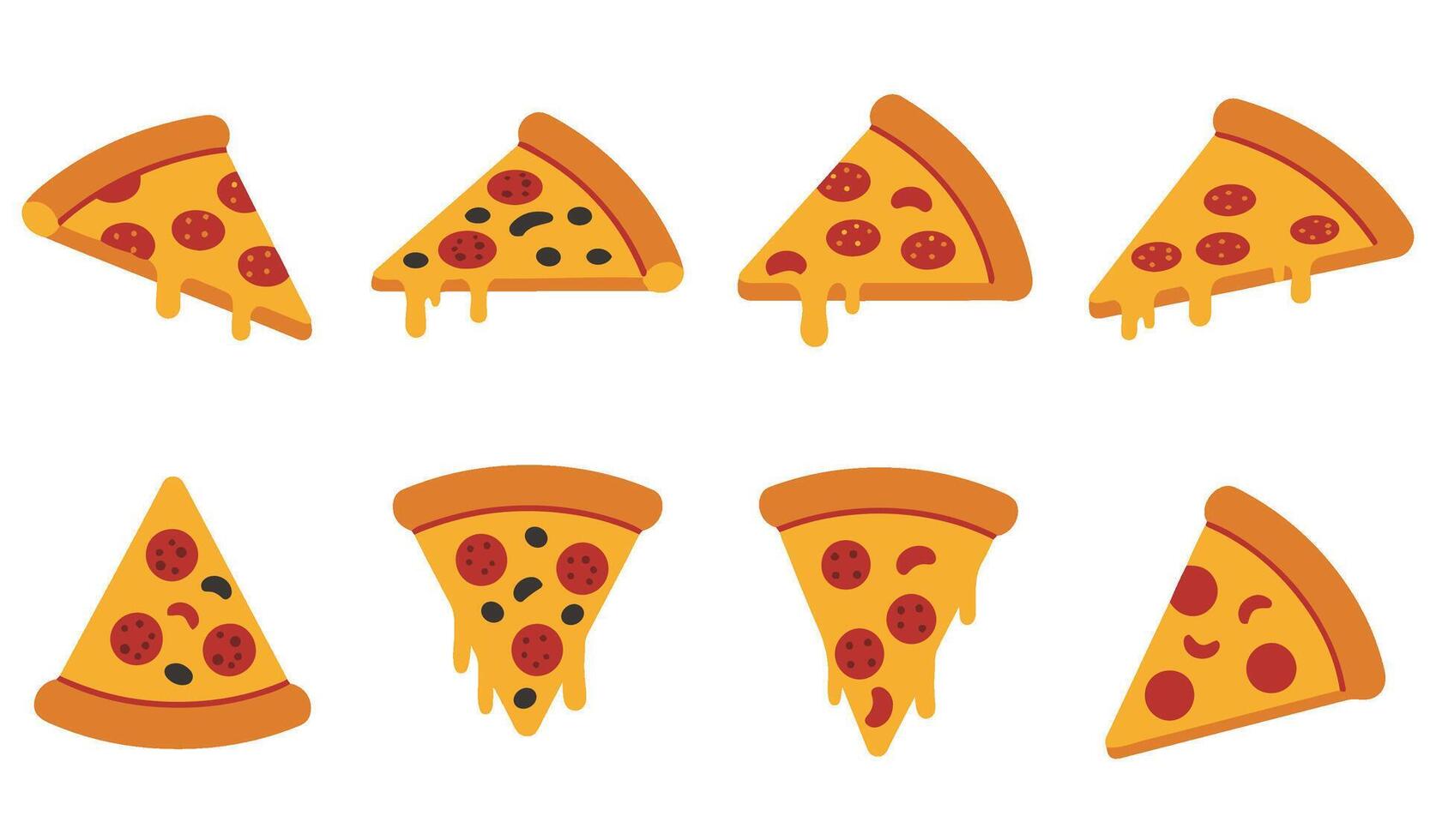 Delicious Pizza Slice Set Collection A Mouthwatering Illustration of Cheesy and Flavorful Pizza Slices vector