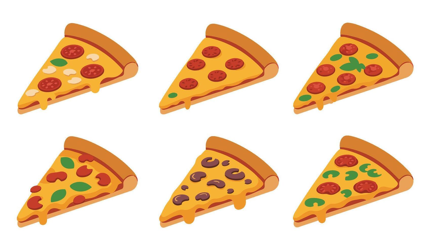 Delicious Pizza Slice Set Collection A Modern and Stylish Take on Classic Pizza Illustrations vector