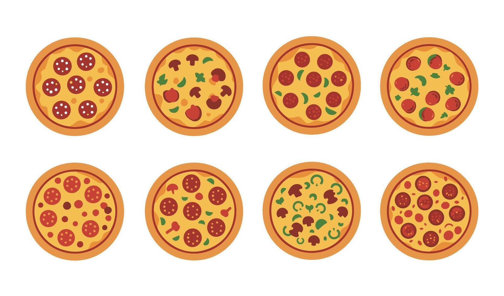 Delicious Pizza Slice Set Collection A Delectable and Crispy Pizza Design for All Food Enthusiasts vector