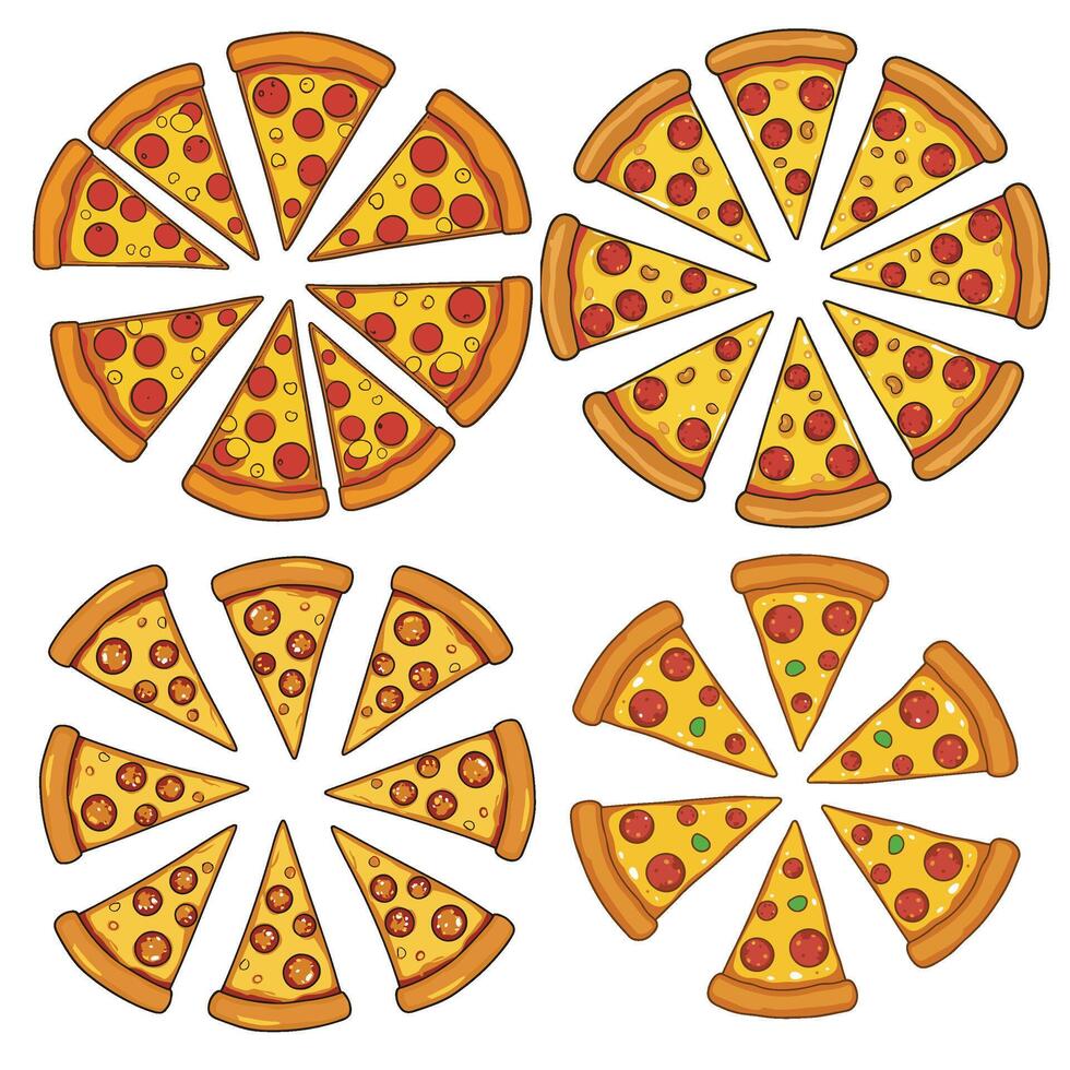 Delicious Pizza Slices with Golden Crust and Melted Cheese A Mouth-Watering Visual vector
