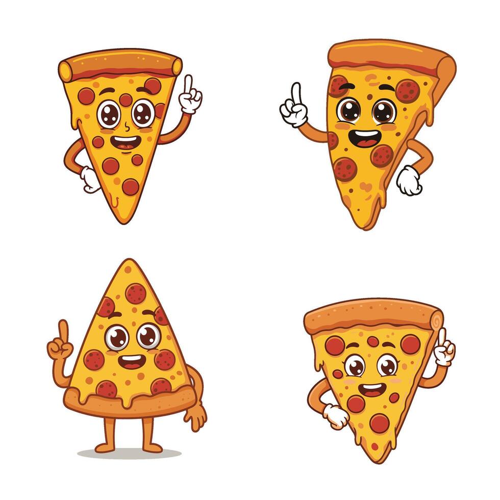 Funny Pizza Slice Mascots with Attitude A Unique and Creative Food Artwork vector