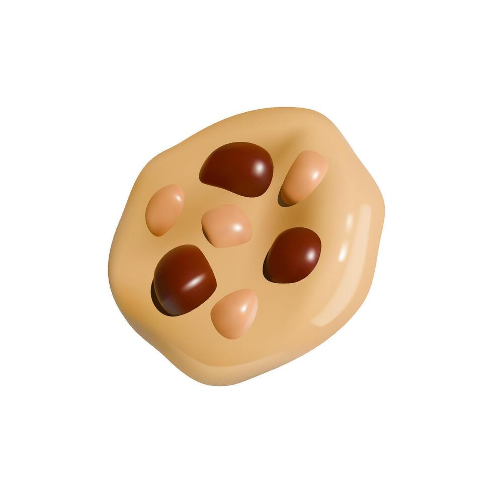 3D Icon Chocolate Chip Cookie Illustration vector