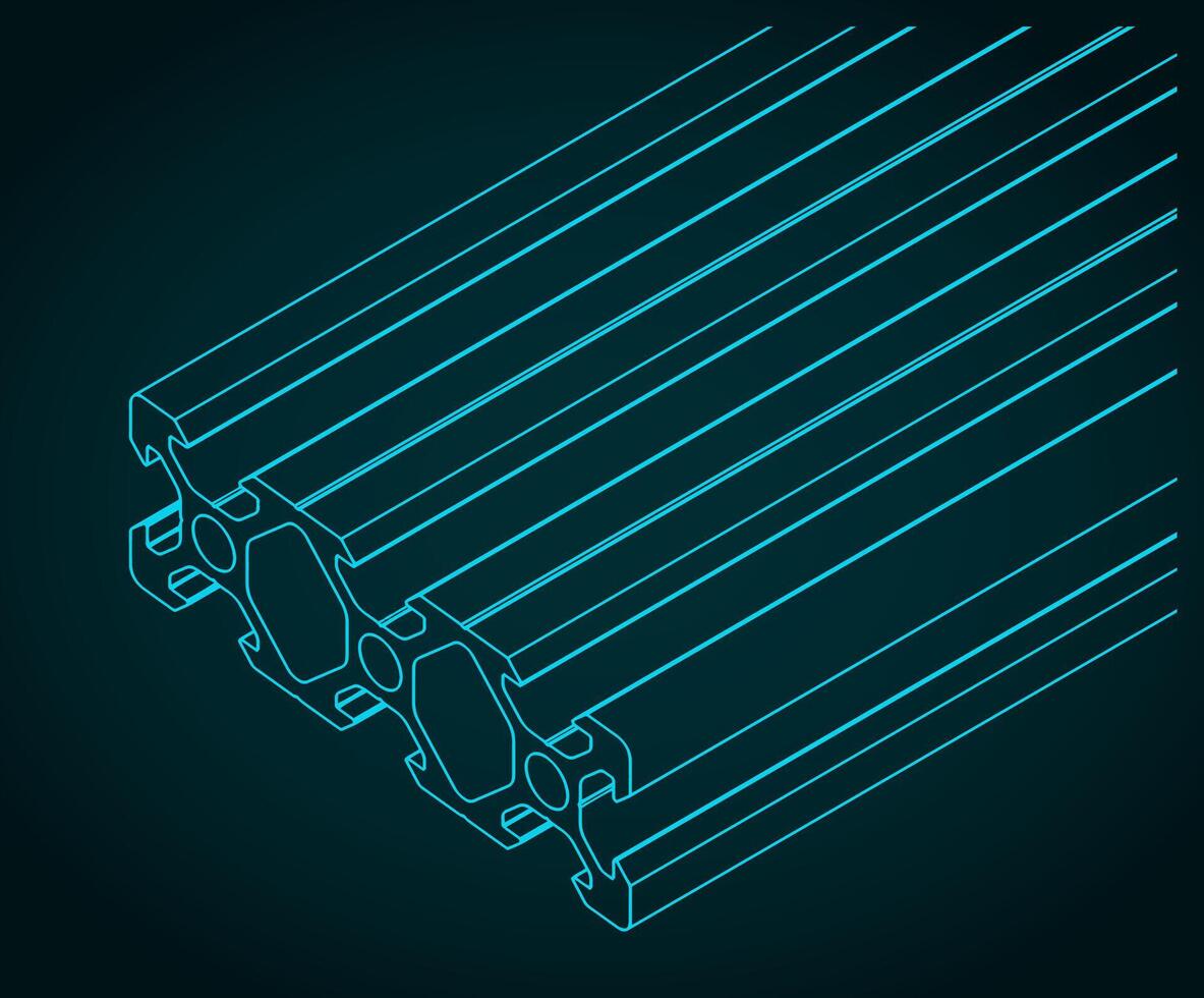 Aluminum profile blueprint vector