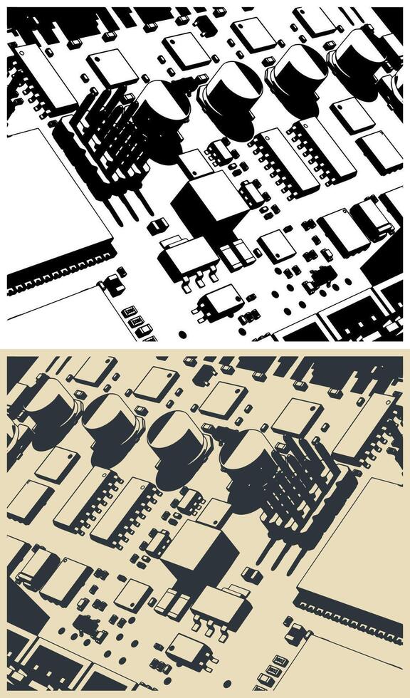 Circuit board close-up vector