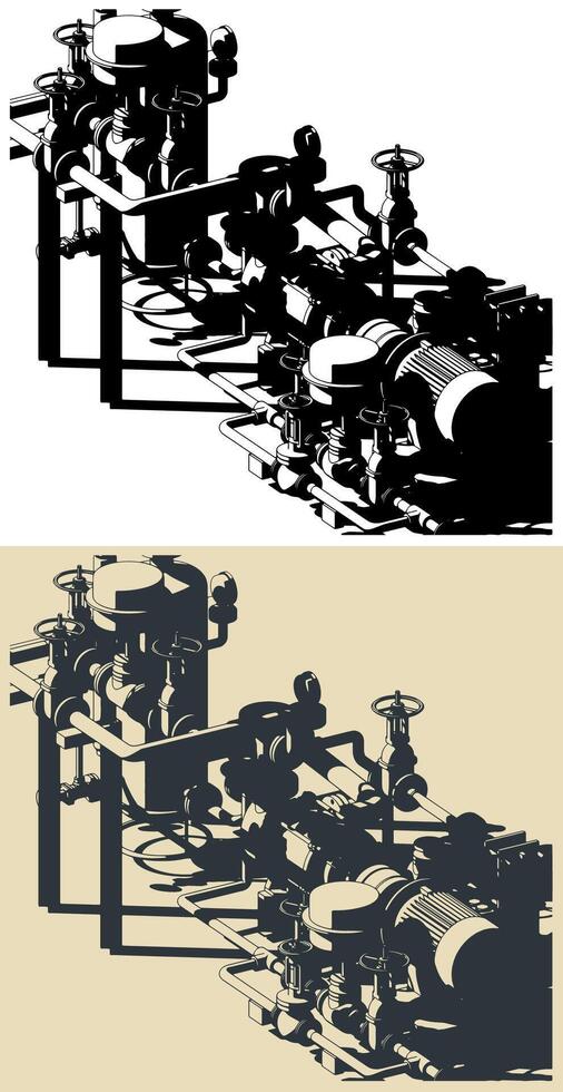 Gas compressor illustrations vector
