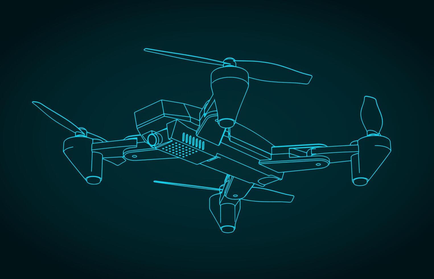 Folding drone blueprint vector