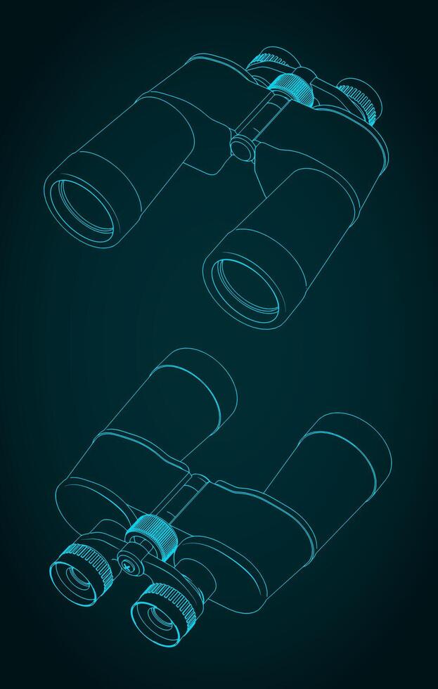 Binoculars blueprints illustration vector