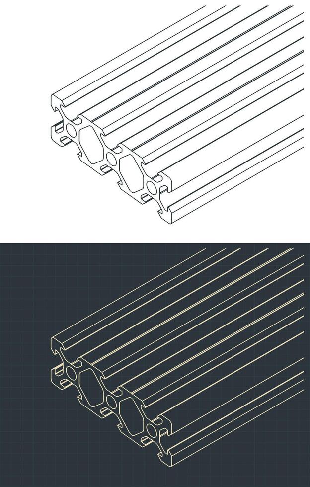 Aluminum profile blueprints vector