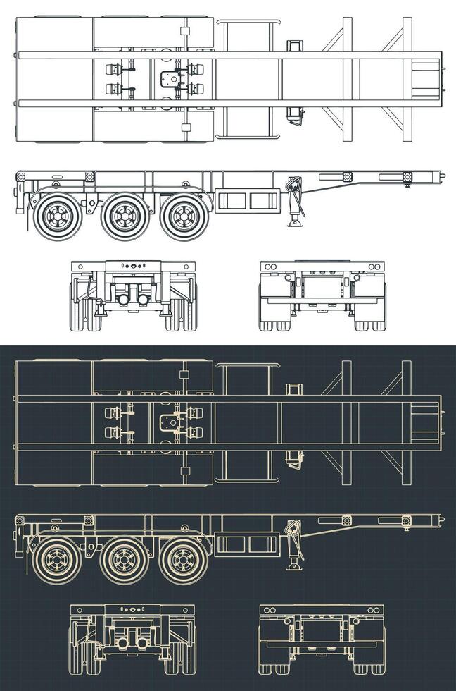 Trailer blueprints illustrations vector