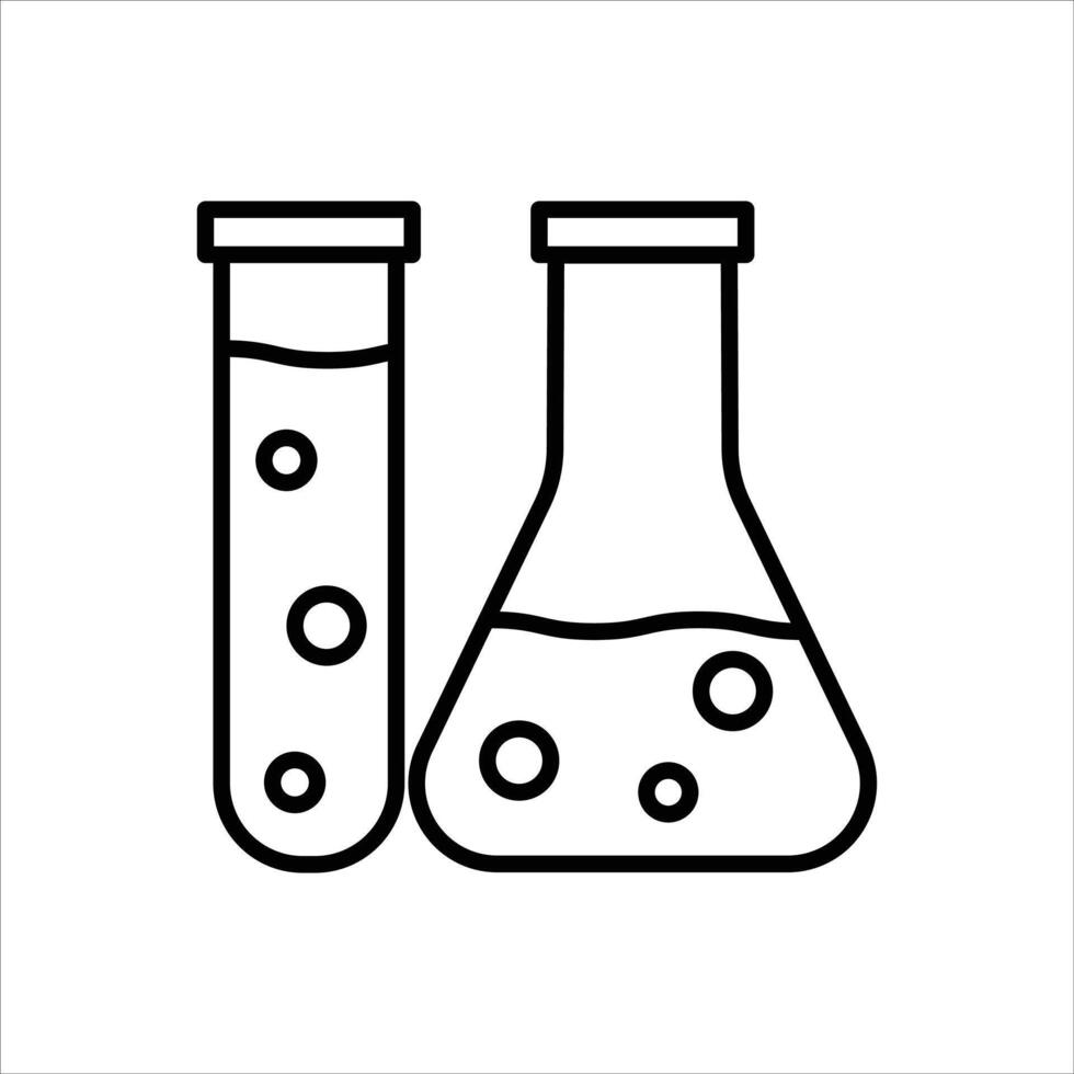 Test Tube and Beaker Line Icons vector